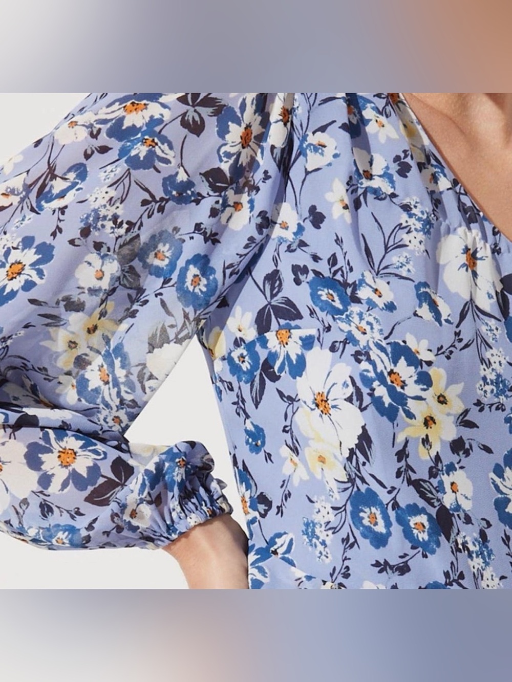 Astr One-Shoulder Blue Floral Ruffle‎ Dress - Picture 2 of 13